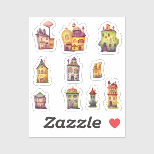 Sticker Petites maisons fantaisistes scrapbooking (Feuille)