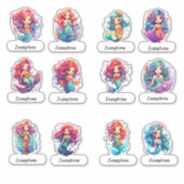 Sticker Petites sirènes mignonnes avec nom d'enfant ci-des (Devant)