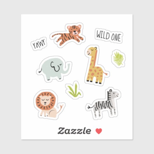 Sticker Petits animaux zoo (Feuille)