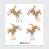 Sticker Petits Chevaux Brown - sur rose saumon. (Feuille)