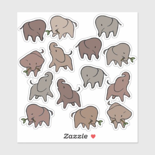 Sticker Petits éléphants (Feuille)