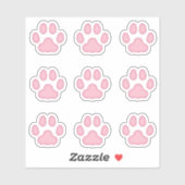 Sticker Petits Empreintes de pattes de chats Pink Animal T (Feuille)