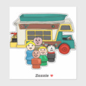 Sticker Petits Gens Camping Familial (Feuille)