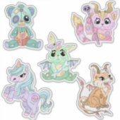 Sticker Petits monstres mignons de Halloween dessinés à la (Devant)