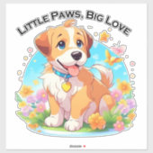 Sticker Petits Poches De Chiot Mignonne Grand Amour (Feuille)