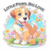Sticker Petits Poches De Chiot Mignonne Grand Amour (Devant)