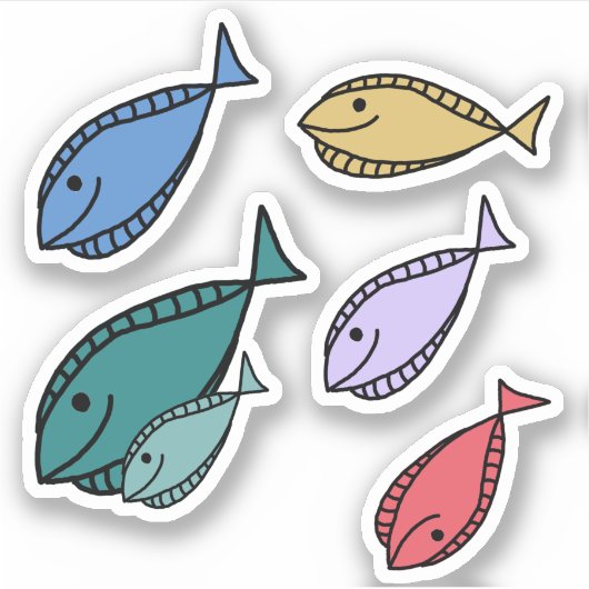 Sticker Petits poissons colorés et amusants (Devant)