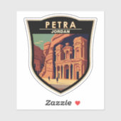Sticker Petra Jordan Travel Art Vintage (Feuille)