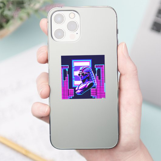 Sticker Pharaon Synthwave (Téléphone)