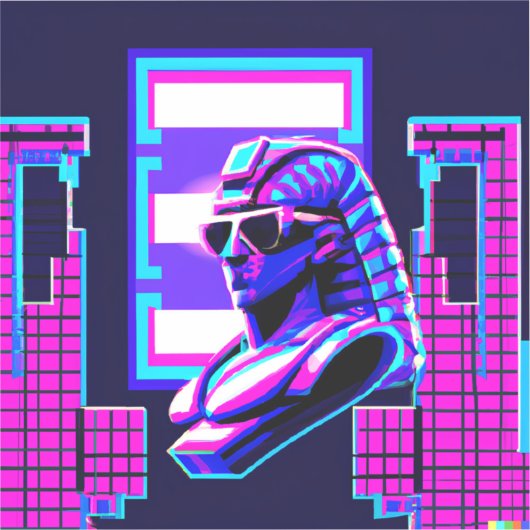 Sticker Pharaon Synthwave (Recto)
