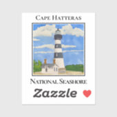 Sticker Phare, cap Hatteras, rivage national (Feuille)