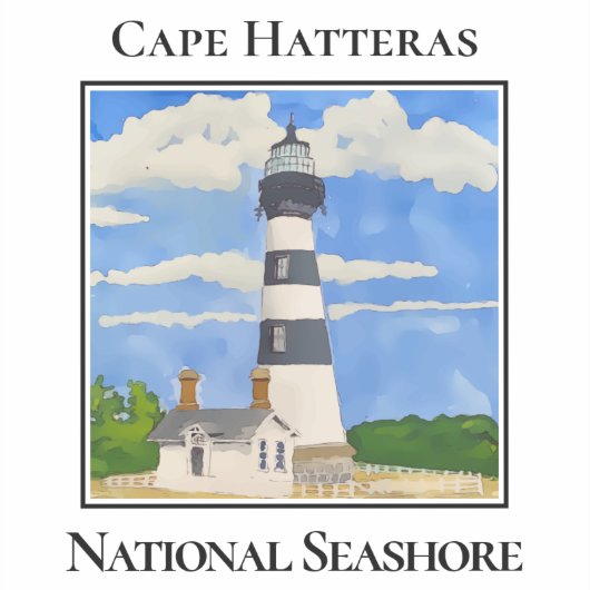 Sticker Phare, cap Hatteras, rivage national (Recto)