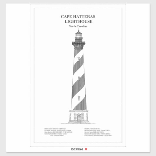 Sticker Phare de Cape Hatteras - Caroline du Nord - BD (Feuille)