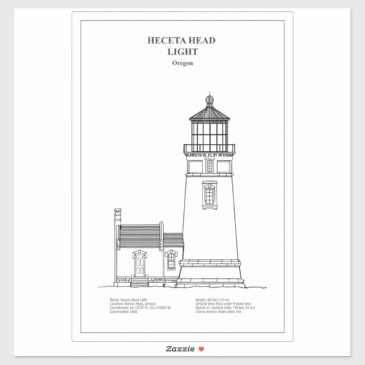 Sticker Phare de Heceta Head - Oregon - BD (Feuille)