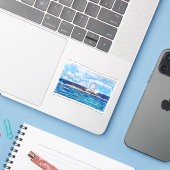 Sticker Phare en bleu (Ordinateur portable avec iPhone)