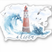 Sticker Phare Personnalisé Monogramme Océan (Devant)