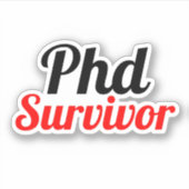 Sticker Phd Survivor Typographie rouge noir (Devant)