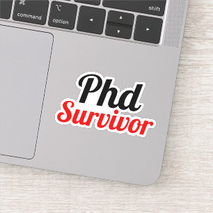 Sticker Phd Survivor Typographie rouge noir
