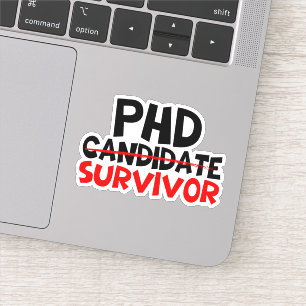 Sticker Phd Survivor Typographie rouge noir