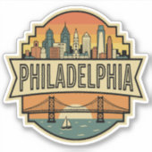 Sticker Philadelphia Pennsylvania Skyline Retro Travel (Devant)