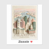 Sticker Philadelphia Skyline Modern Textured Cityscape (Feuille)