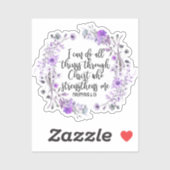 Sticker Philippiens 4:13 Bible Écriture Purple Lavande (Feuille)