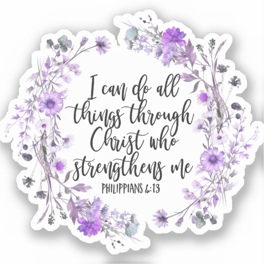 Sticker Philippiens 4:13 Bible Écriture Purple Lavande (Recto)