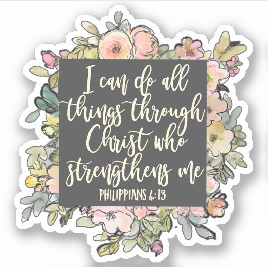 Sticker Philippiens 4:13 Bible Verse Joli Pastel Floral (Devant)