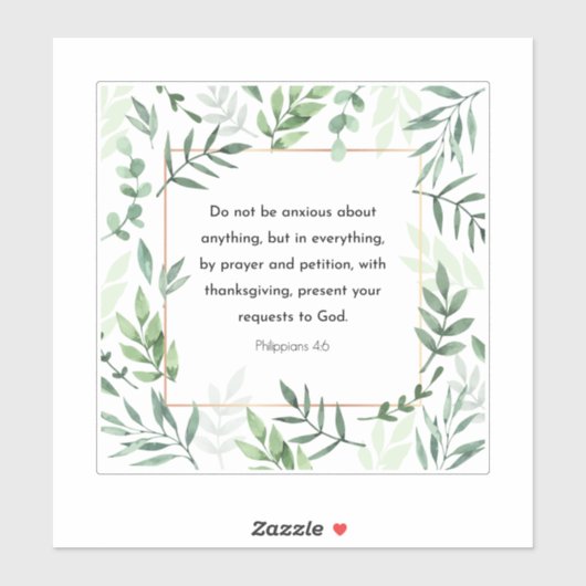 Sticker Philippiens 4:6, Verse biblique, (Feuille)