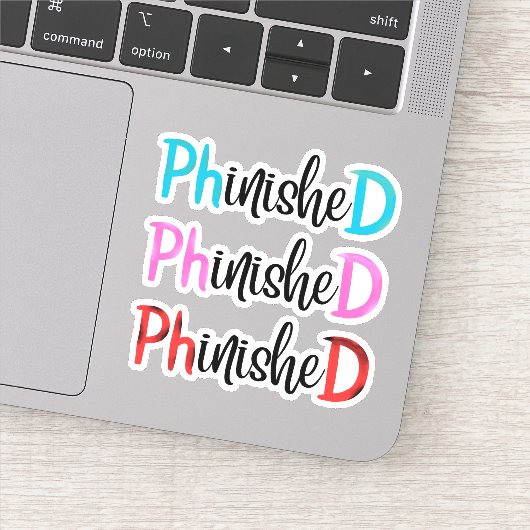 Sticker Phinished, PHD graduate (Détail)