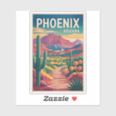 Sticker Phoenix Arizona Illustration Travel Art Vintage (Feuille)