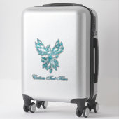 Sticker Phoenix bleu turquoise avec texte personnalisé (Sur valise)