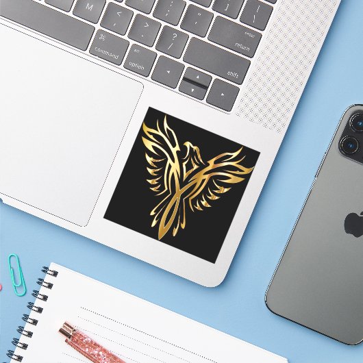 Sticker Phoenix Custom-Cut Vinyl (Ordinateur portable avec iPhone)