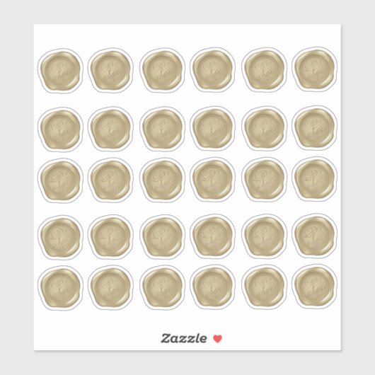 Sticker Phoques de cire Monogramme Jaune Or (Feuille)
