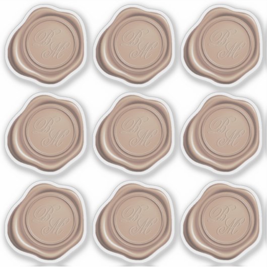 Sticker Phoques de cire Monogramme Rose Gold Faux (Devant)