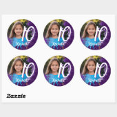 Sticker photo avec pinceau violet - 10 ans (Feuille)