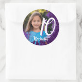Sticker photo avec pinceau violet - 10 ans (Sac)