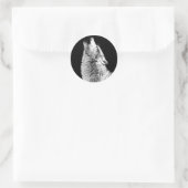 Sticker photo Black White Wolf Howling Moon (Sac)