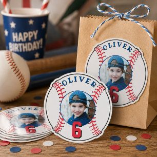 Sticker Photo d'anniversaire d'enfants avec balle de baseb