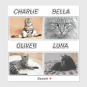 Sticker Photo de chat personnalisée et nom de chat animal  (Feuille)
