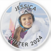 Sticker Photo de famille de texte courbe noir et blanc (Devant)