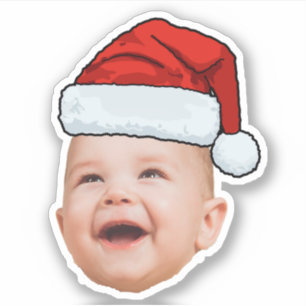 Sticker Photo de visage de bébé personnalisé Noël du Père