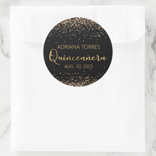 Sticker photo en or noir Quinceanera Favoriser Rou (Sac)
