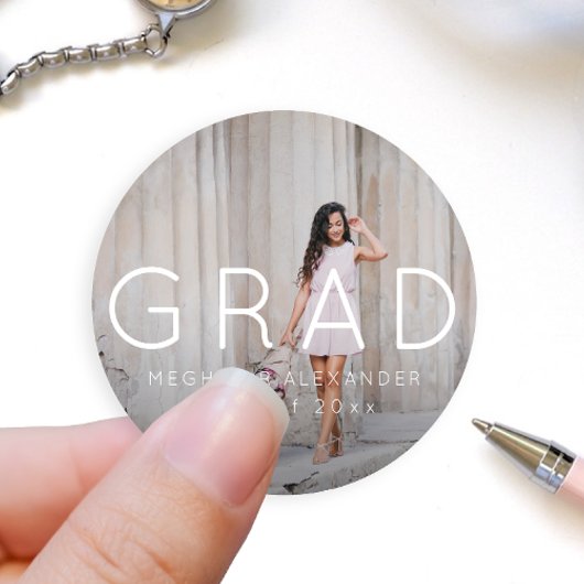 Sticker photo et nom du diplômé