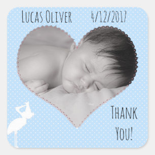 Sticker photo pour bébé en Merci personnalisé