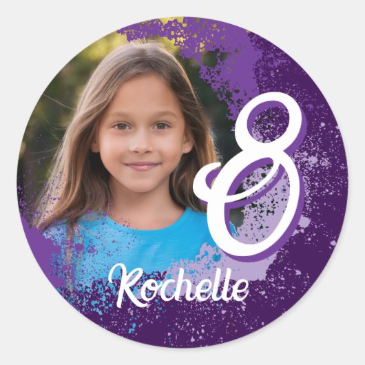 Sticker photo pour peinture violette - âge 8 (Devant)