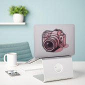 Sticker Photo reflex rose tendance Personnalisée (Ordinateur portable sur le bureau)