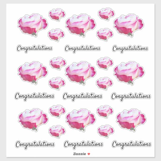 Sticker Photo Rose rouge et blanc | Félicitations (Feuille)