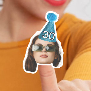 Sticker Photo visage customisé âge Casquette fête Annivers
