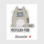 Sticker Photogra-purr Funny Chat Photographe Pun (Feuille)